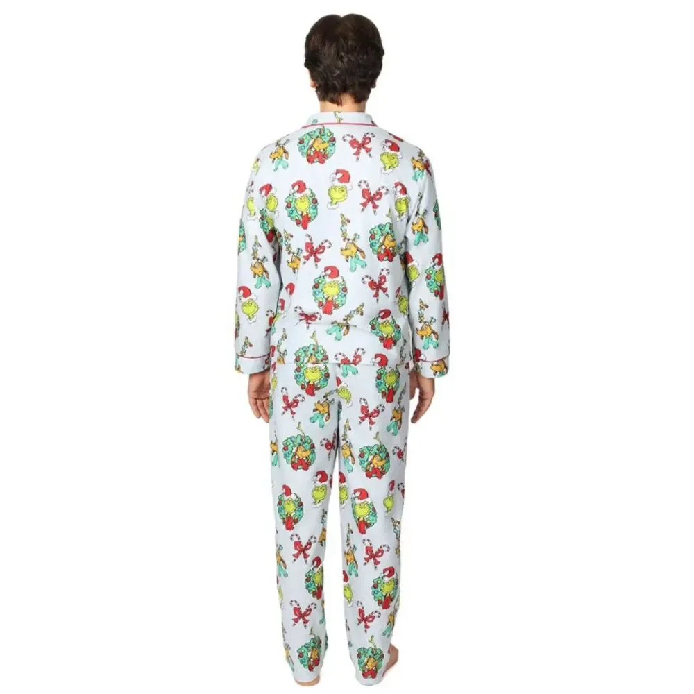 NEW Mens Sz Large Christmas Holiday GRINCH Soft Comfy 2 Pc Pajama Lounge Set